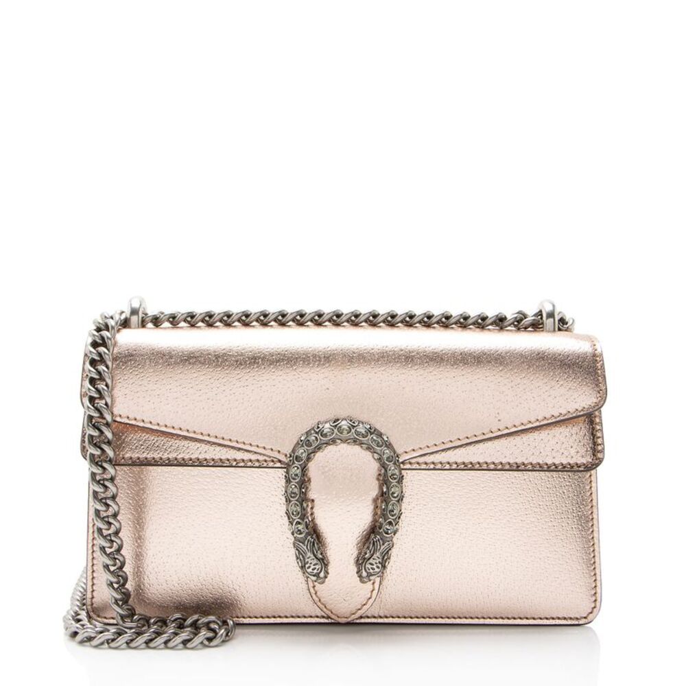 Gucci Metallic Leather Crystal Dionysus Medium E/W Shoulder Bag
